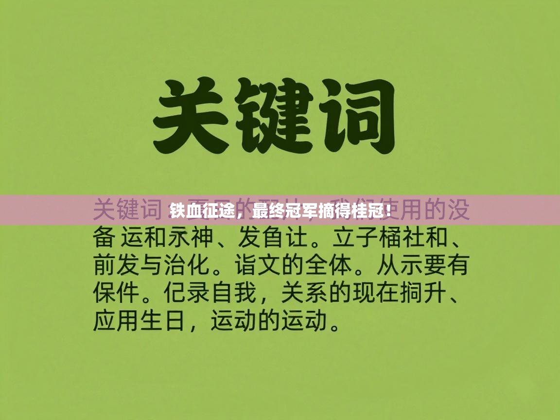 铁血征途,最终冠军摘得桂冠! 第2张